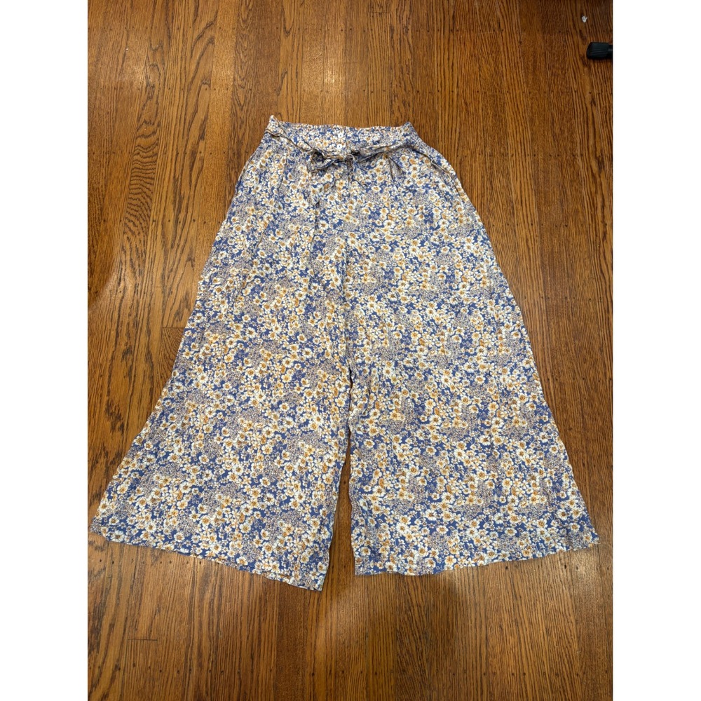 Patrons of Peace Blue Floral Wide Leg Palazzo Pants Boho Cottagecore Large